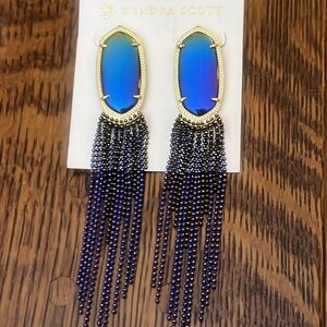 Kendra Scott AMY Iridescent Tassel Statement Earrings NWT Rare